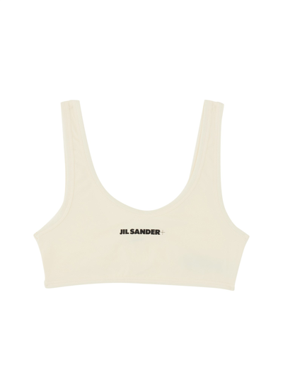 Jil Sander Logo-print Bikini Top In Blanco