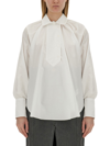 Patou Relaxed Fit Cotton Blouse With High Neck In White