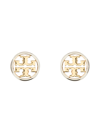 Tory Burch Miller Openwork-logo Earrings In Silver
