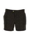 Tom Ford Leopard Print Tailored Swimsuit With Buckle Detail In Brown