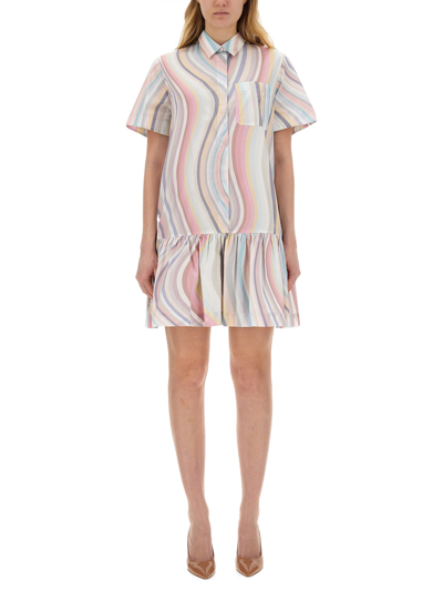 Ps By Paul Smith Swirl Cotton Shirt Dress In Multicolour