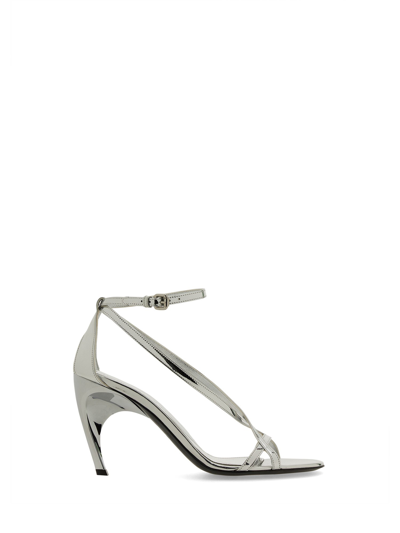 Alexander Mcqueen Armadillo Mirrored-leather Sandals In Silver