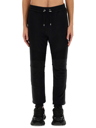 Balmain Flocked Logo Print Joggers In Black