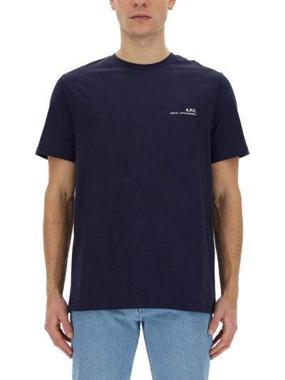 Apc T-shirt With Logo In Blue