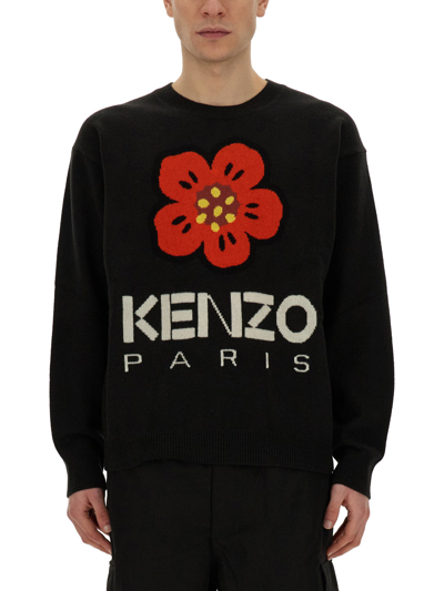 Kenzo Jersey With Embroidery Boke Flower In Black
