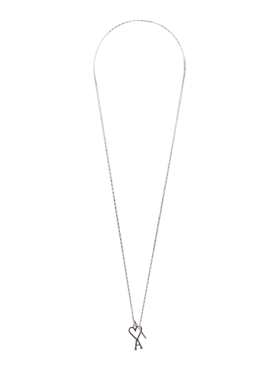 Ami Alexandre Mattiussi Ami De Coeur Logo Pendant Necklace In Silver
