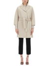 S Max Mara Messi Belted Virgin Wool Coat In Ivory