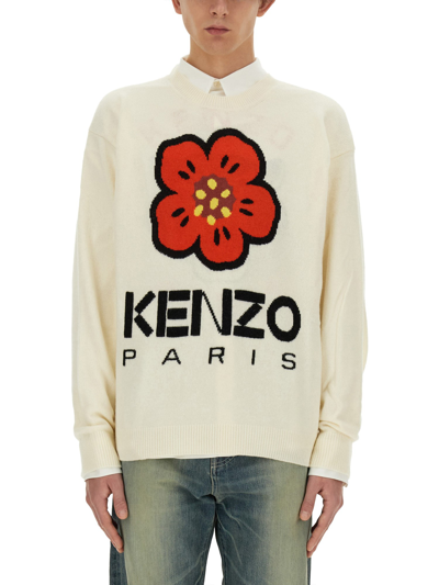 Kenzo Jersey With Embroidery Boke Flower In White