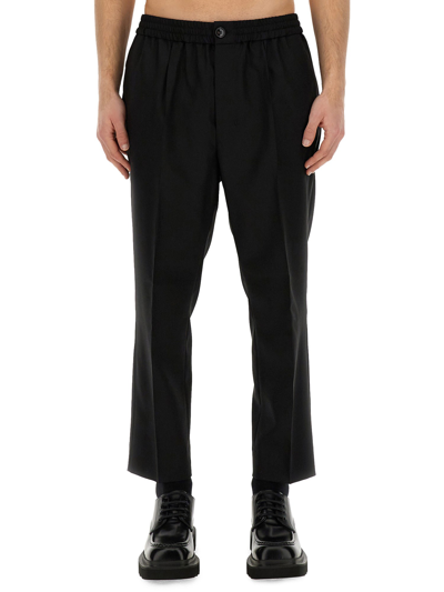 Ami Alexandre Mattiussi Elasticated Trousers Wool Viscose Canvas Hthr Grey L In Black