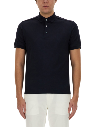Zegna Cotton Polo Shirt In Blue