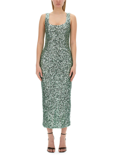 Moschino Jeans Cut-out Sequined Midi Dress In Green