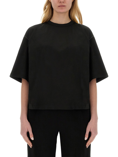 Fabiana Filippi Beaded-trim Cotton T-shirt In Black