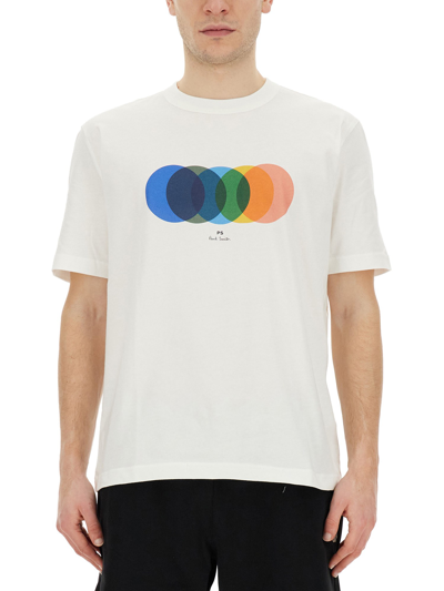 Ps By Paul Smith Circles-print Organic-cotton T-shirt In White