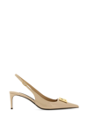 Dolce & Gabbana Lollo 60 Slingback Pumps In Polished Leather In White