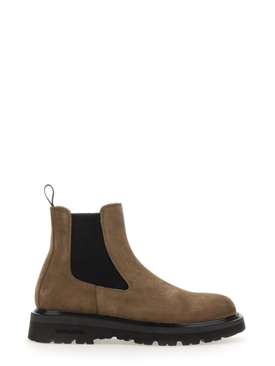 Woolrich Round-toe Suede Ankle Boots In Taupe