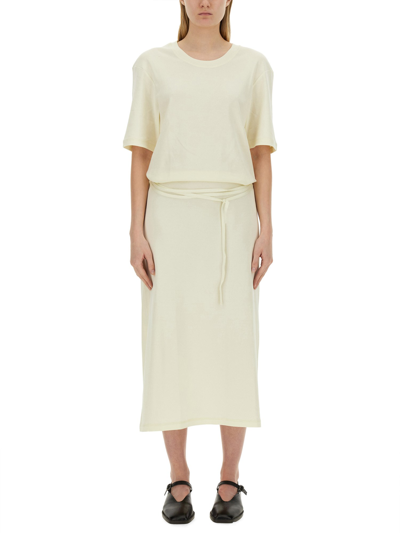 Lemaire T-shirt Dress With Belt In Ivory