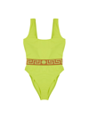 Versace Greca Lycra One-piece Swimsuit In Yellow