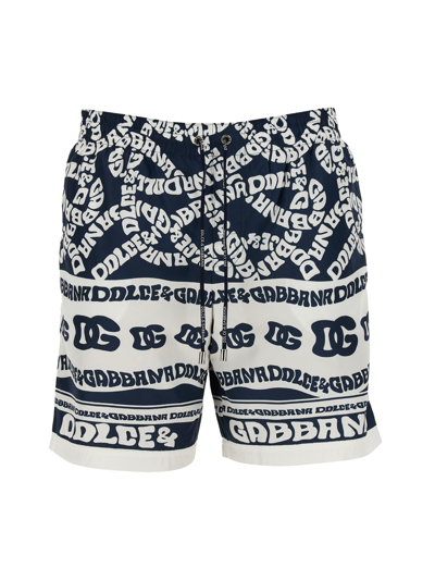 Dolce & Gabbana Marina Logo-print Swim Shorts In Blue