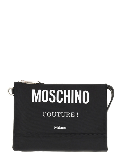 MOSCHINO CLUTCH BAG WITH LOGO