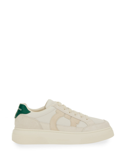 Ferragamo Low Sneaker With Hooks In White