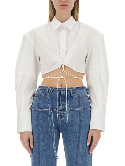Jacquemus Stretch Cotton Plidao Crop Shirt In White