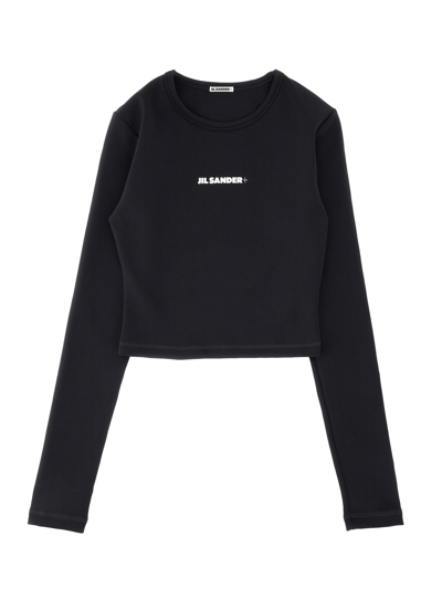 Jil Sander Cropped Swim Top In Black