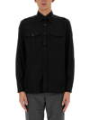 Pt Torino Cuffed Sleeves Cotton Shirt In Black