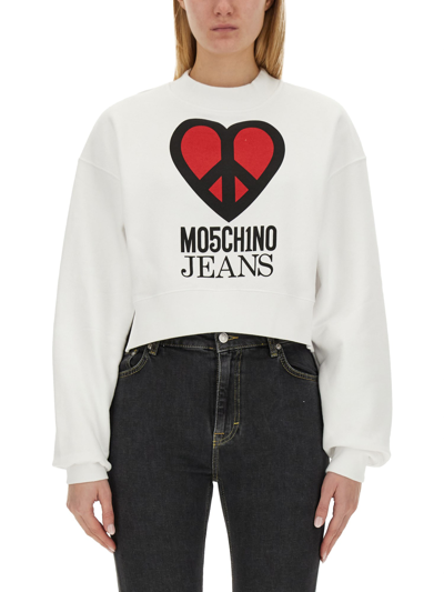 Moschino Jeans Sweatshirt With Logo In White