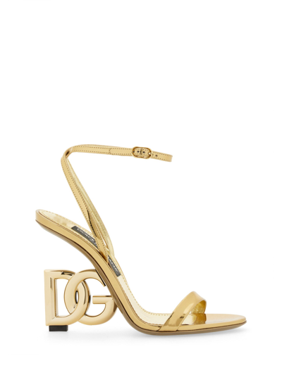 Dolce & Gabbana Leather Sandal In Gold