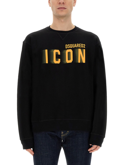 Dsquared2 Icon Printed Crewneck Sweatshirt In Black