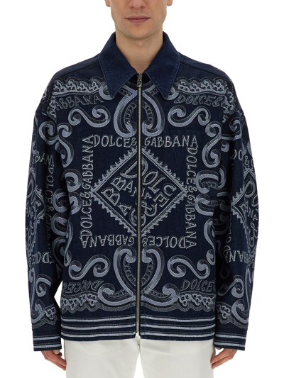 Dolce & Gabbana Navy Print Cardigan In Blue