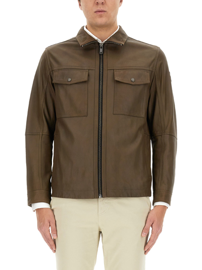 Hugo Boss Boss Jacket With Collar In Brown