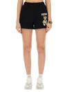 Moschino Teddy Motif Embroidered Track Shorts In Black