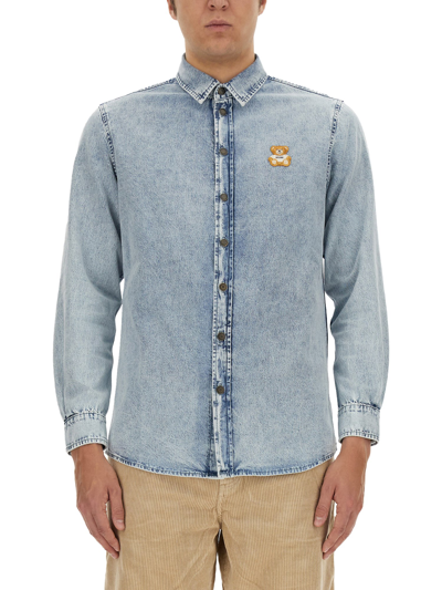 Moschino Blue Patch Denim Shirt