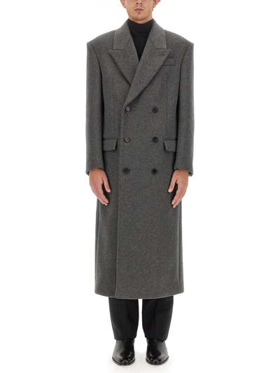 Saint Laurent Long Coat In Grey