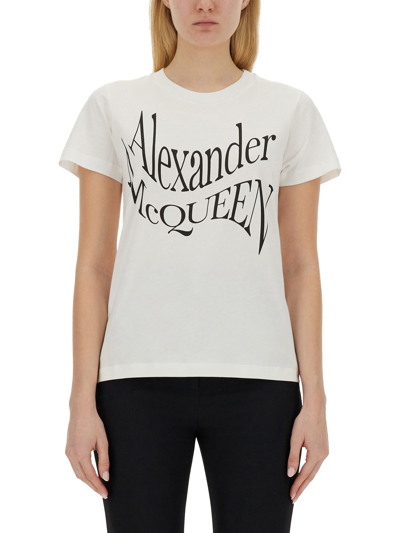 Alexander Mcqueen Logo-print Cotton T-shirt In White