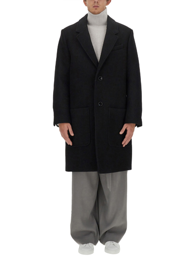 Ami Alexandre Mattiussi Ami Paris Single-breasted Long Coat In Black