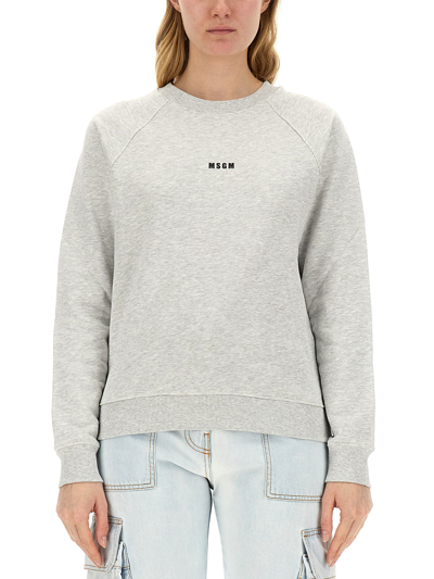 Msgm Sweatshirt With Logo In Grey
