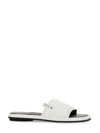 Premiata Sleek White Slide Sandal With Lamb Leather Upper In White