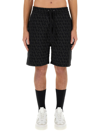 Valentino Toile Iconographe Cotton Bermuda Shorts In Black