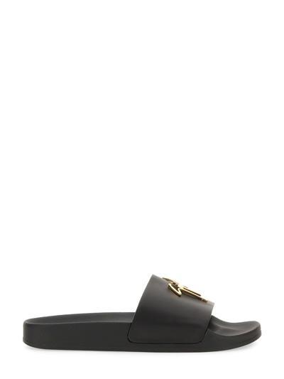 Giuseppe Zanotti Brett Slide Sandal With Logo In Black