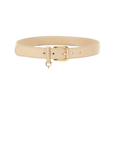 Dolce & Gabbana Logo-charm Leather Belt In Pink & Purple