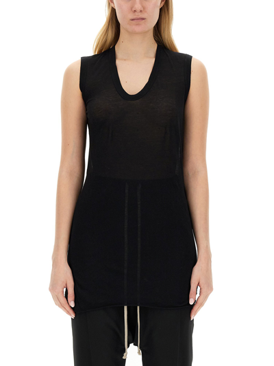 Rick Owens Ribbed Organic-cotton Top In Black