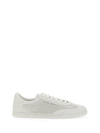 Dolce & Gabbana Saint Tropez Leather Sneakers In White