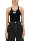 Moschino Logo-patch Ribbed-detailing Top. In Black