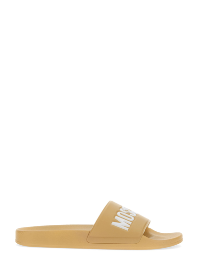 Moschino Sandal With Logo In Beige