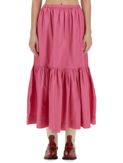 Ganni Midi Skirt In Pink