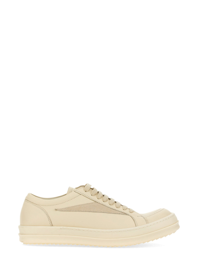 Rick Owens Leather Trainer In White