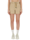 Moncler Bermuda With Logo In Beige