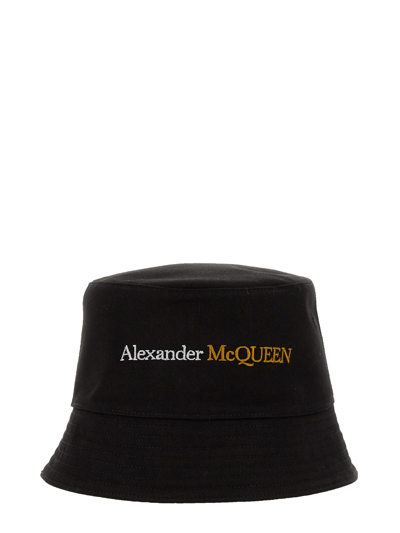 Alexander Mcqueen Logo Embroidered Bucket Hat In Black